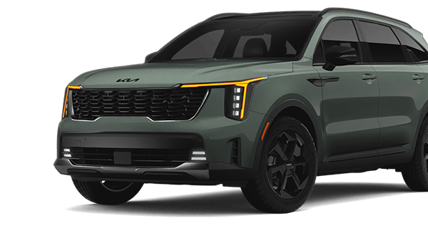 Left facing Sorento HEV X-Line EX AWD trim vehicle image in Cityscape Green