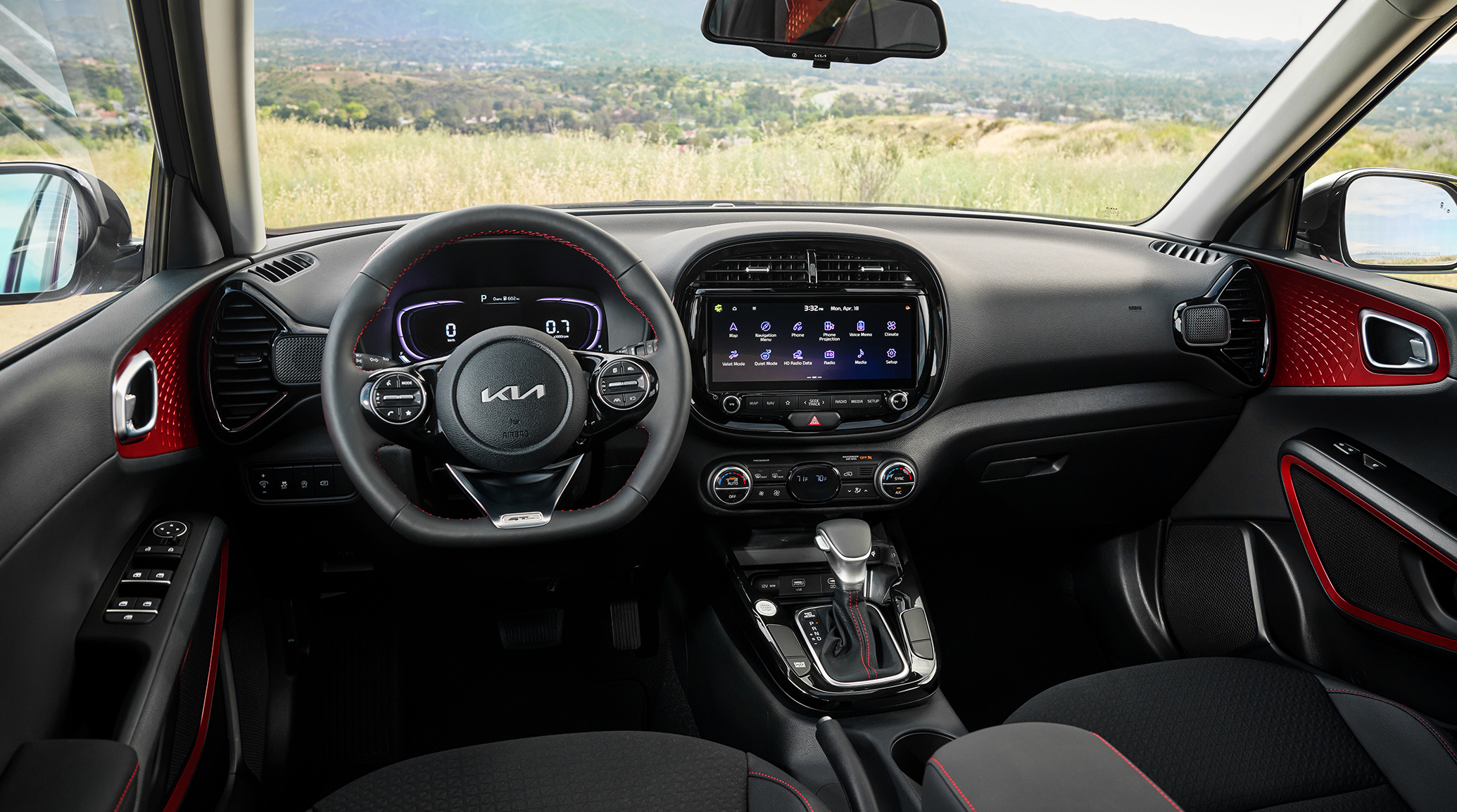 2025 Kia Soul interior, view of the entire dashboard, featuring the 10.5 inch touchscreen display