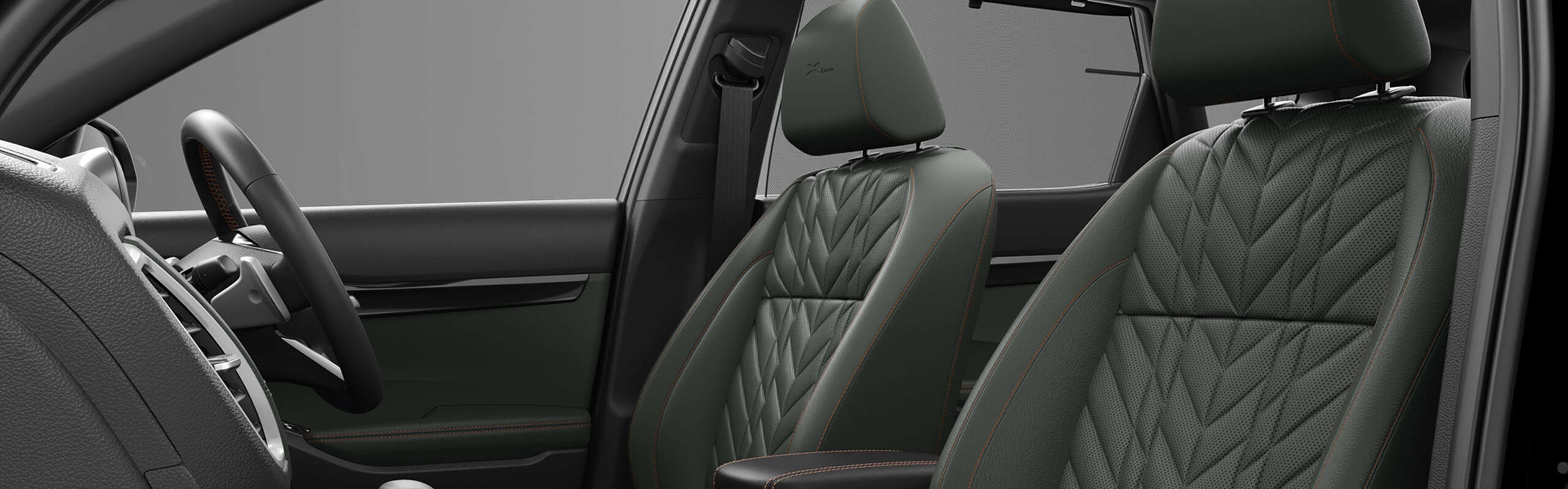 Image of Kia Seltos X Line All Black Interiors With Exclusive Sage Green Inserts