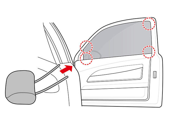 Motion graphic explaining how to separate headrest pole from the seat
