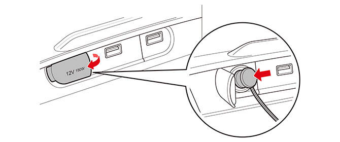 Illustration of power connector connected to the power outlet