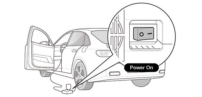 Illustration of the vehicle and the compressor