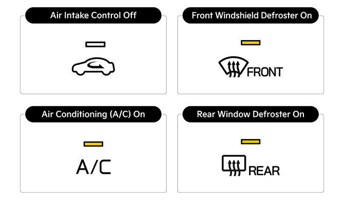 Illustration of air conditioning and defroster buttons