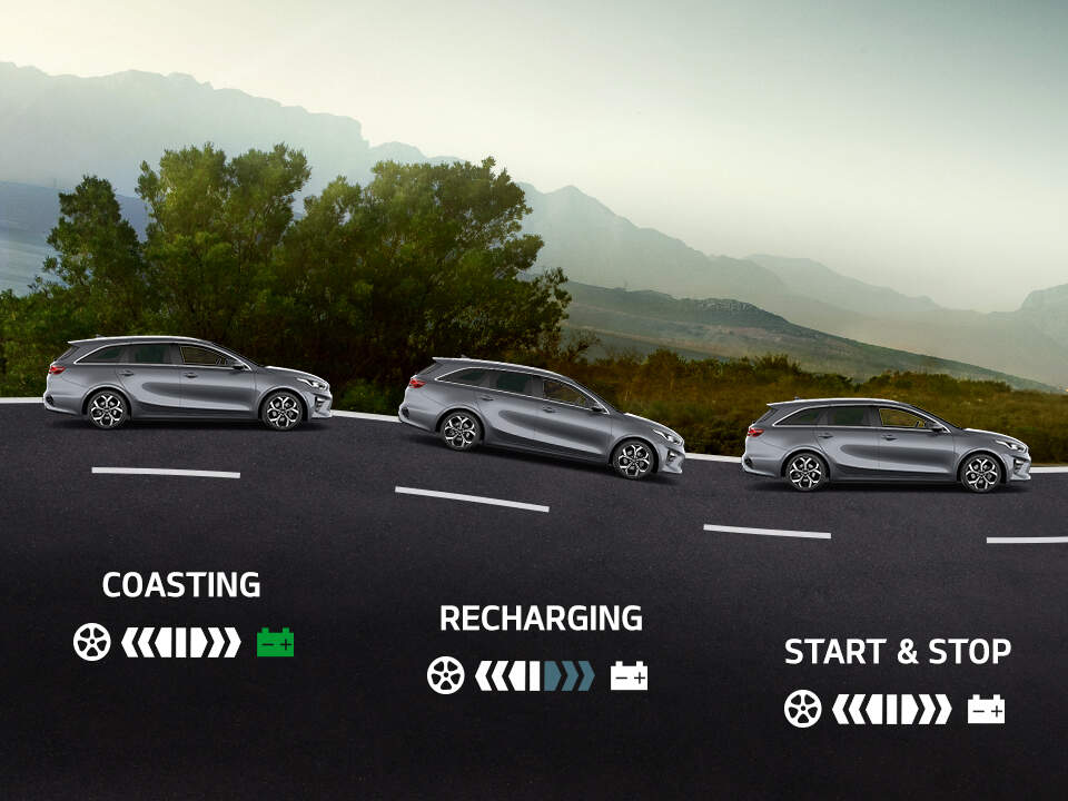 kia mild hybrid energy flow for coasting, recharging, stop & start