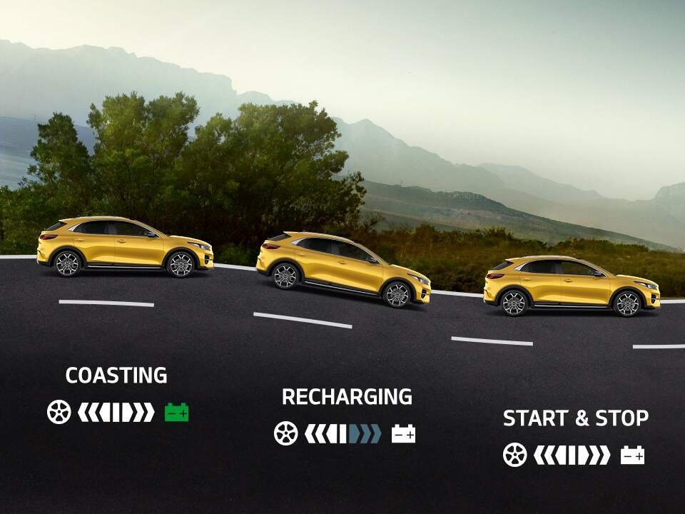 kia mild hybrid energy flow for coasting, recharging, stop & start